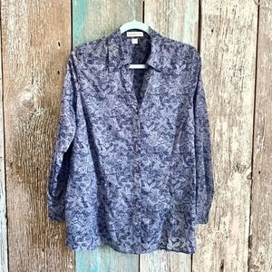 Coldwater Creek Patterned Button Down Blue 1X